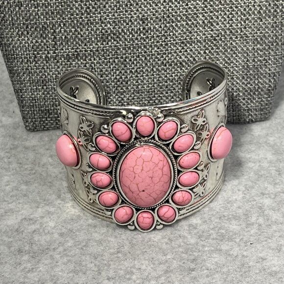 Howlite Jewelry Set Flower Earrings Cuff Bracelet Pendant Necklace Western Boho - Picture 5 of 16